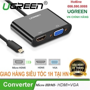 Cáp chuyển đổi Micro HDMI ra HDMI, VGA Ugreen 30355