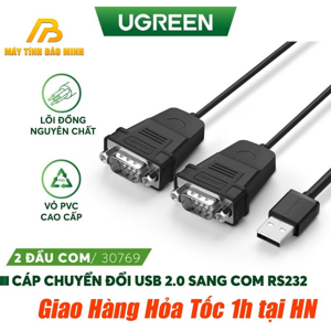 Cáp chuyển đổi USB 2.0 ra Dual serial RS232 Ugreen 30769