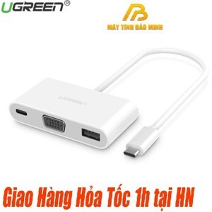 Cáp chuyển đổi USB-C to VGA + Hub USB 2.0 hỗ trợ Lan 10/100Mbps Ugreen 30439