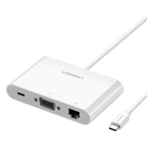 Cáp chuyển đổi USB-C to VGA + Hub USB 2.0 hỗ trợ Lan 10/100Mbps Ugreen 30439