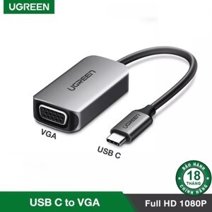 Cáp chuyển đổi USB Type-C sang VGA vỏ nhôm Ugreen 50316 chính hãng