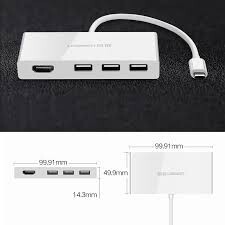 Cáp chuyển đổi USB Type-C sang HUB 3.0 & HDMI Ugreen 40374