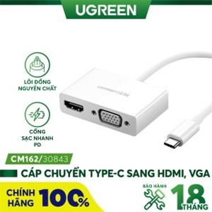 Cáp chuyển đổi USB type C to HDMI/VGA Ugreen 30843