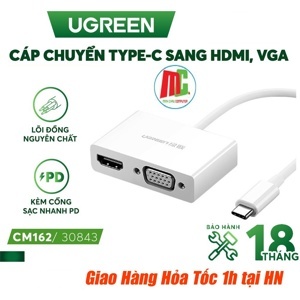 Cáp chuyển đổi USB type C to HDMI/VGA Ugreen 30843