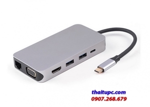 Cáp chuyển Type C sang 3 USB 3.0+VGA+LAN+TF+SD SSK SHU-C520