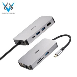 Cáp chuyển Type C sang 3 USB 3.0+VGA+LAN+TF+SD SSK SHU-C520