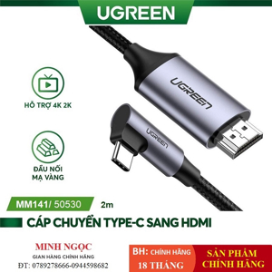 Cáp chuyển Type C to HDMI dài 2m hỗ trợ 4K 2K Ugreen 50530