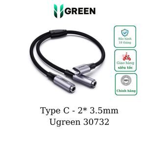 Cáp chuyển USB-C sang 2 cổng Audio 3.5 Ugreen 30732