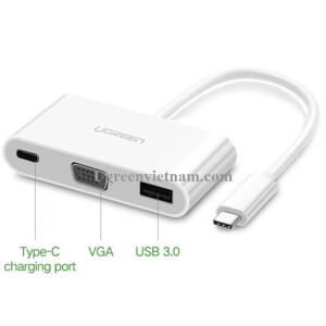 Cáp chuyển USB Type C 3.1 to USB 3.0 + VGA Ugreen 30376