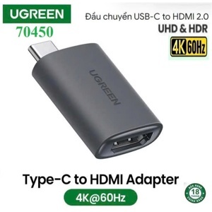 Cáp chuyển USB Type C sang HDMI 4k 60Hz Ugreen 70450