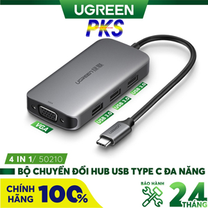 Cáp chuyển USB type-C sang VGA/ Hub USB 3.0 Ugreen 50210