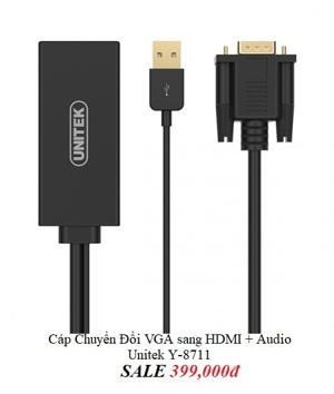 Cáp chuyển VGA + USB sang HDMI Unitek Y-8711