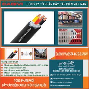 Cáp điện lực hạ thế có giáp bảo vệ 4 lõi 0.6/1kV CADIVI CV CVV/DSTA-4×25