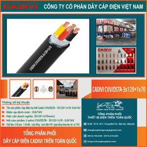 Cáp điện lực hạ thế có giáp bảo vệ 4 lõi 0.6/1kV CADIVI CV CVV/DSTA-3×120+1×70