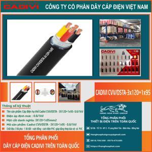 Cáp điện lực hạ thế có giáp bảo vệ 4 lõi 0.6/1kV CADIVI CV CVV/DSTA-3×120+1×95