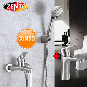 Cặp đôi sen tắm và vòi chậu lavabo inox304 Zento CB012