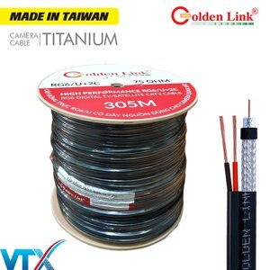 Cáp đồng trục liền nguồn Golden Link RG6/U+2C