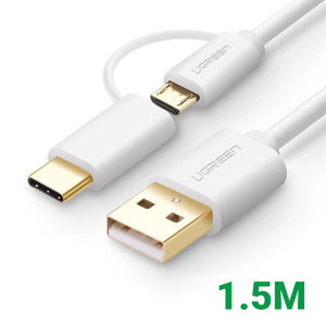 Cáp dữ liệu USB 2.0 ra Micro USB + Type C Ugreen 30380