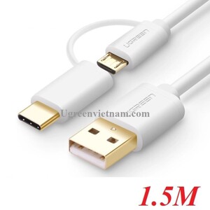 Cáp dữ liệu USB 2.0 ra Micro USB + Type C Ugreen 30380