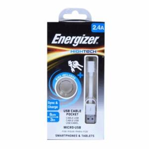 Cáp Energizer Micro USB Pocket C21UBMCA 8cm