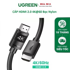 Cáp HDMI 2.0 dài 3M bọc nylon hỗ trợ độ phân giải 4K@60Hz Ugreen 40102