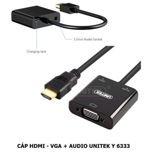 Cáp HDMI to VGA + Audio Unitek Y-6333