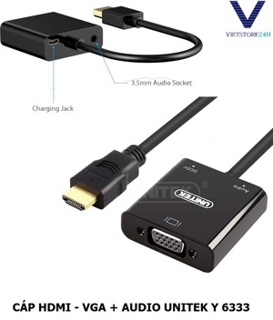 Cáp HDMI to VGA + Audio Unitek Y-6333