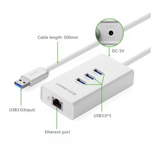 Cáp HUB USB 3.0 + LAN Ugreen 20262