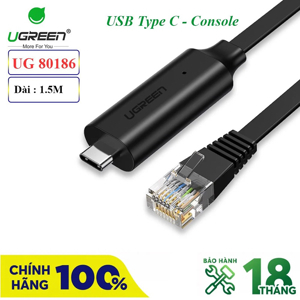 Cáp lập trình Console Type C to RJ45 dài 1.5m FTDI Ugreen 80186