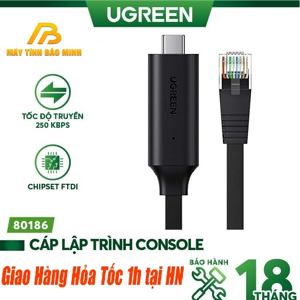 Cáp lập trình Console Type C to RJ45 dài 1.5m FTDI Ugreen 80186