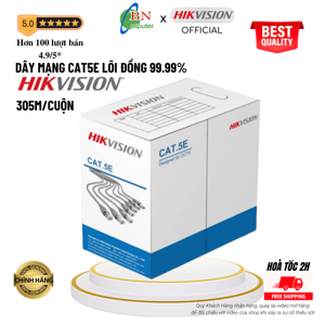 Cáp mạng CAT5E UTP Hikvision DS-1LN5E-E/E