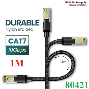 Cáp mạng Cat7 vỏ bọc Nylon dài 1M băng thông 10Gbps 600MHZ Ugreen 80421