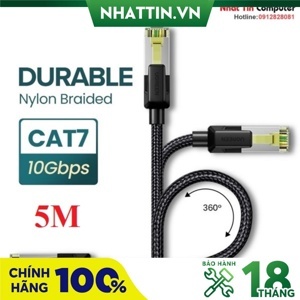 Cáp mạng Cat7 vỏ bọc Nylon dài 5M băng thông 10Gbps 600MHZ Ugreen 80425