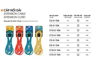 Cáp nối dài Lioa C15-2-15A 15m