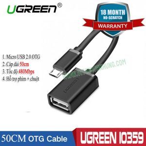 Cáp OTG Micro USB 2.0 Dài 50cm Ugreen 10359