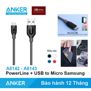 Cáp sạc ANKER Powerline+ Micro-USB 1.8M - A8143