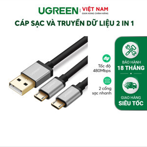 Cáp sạc chia 2 đầu micro USB Ugreen 40347 - 0.5m