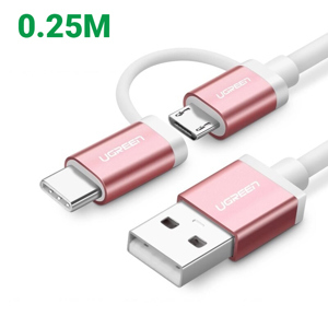 Cáp sạc điện thoại 2 trong 1 micro usb và type c Ugreen 30541