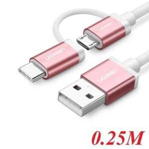 Cáp sạc điện thoại 2 trong 1 micro usb và type c Ugreen 30541