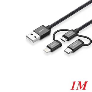 Cáp sạc Type-C+ Lightning + Micro USB 3 trong 1 dài 1m Ugreen 80326