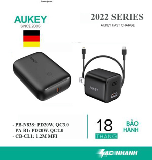 Cáp sạc USB-C sang Lightning Aukey CB-CL1