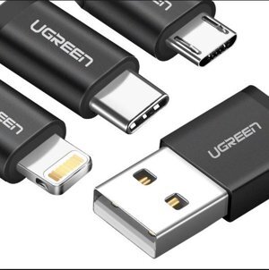 Cáp sạc USB Type-C+ Lightning + Micro USB dài 1.5m Ugreen 50206