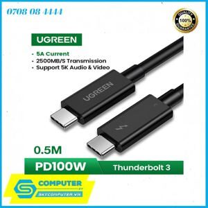 Cáp Thunderbolt 3 0.5M 100W 5K 40Gb Ugreen 80324