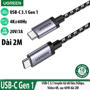 Cáp Type C Gen 1 dài 2M Ugreen 50450