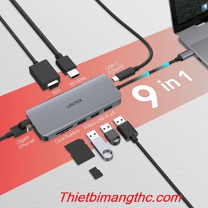 Cáp TYPE-C ra 3 USB 3.0 + HDMI + VGA + LAN + TF/SD/PD UNITEK D1026B
