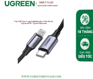 Cáp TypeC sang Lightning dài 1m Ugreen 60759