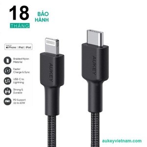 Cáp USB-C to Lightning Aukey CB-CL3 0.9m