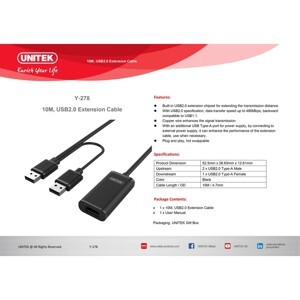 Cáp USB nối dài Unitek Y-278