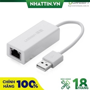 Cáp USB to Lan 2.0 cho Macbook, pc, laptop Ugreen 20253 - hỗ trợ Ethernet 10/100 Mbps