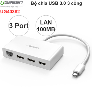 Cáp USB Type-C ra 3 cổng USB 3.1 Ugreen 40382 - hỗ trợ Lan 10/100Mbps